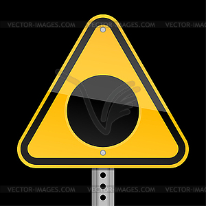 Желтый дорожный знак предупреждения с черным символом отверстие - клипарт в векторном формате