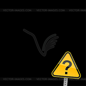 Yellow road warning sign with question mark - vector clipart