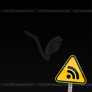 Yellow road hazard warning sign with RSS symbol - vector image