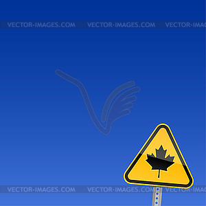 Дорожный знак предупреждения с канадским кленовым листом - изображение векторного клипарта