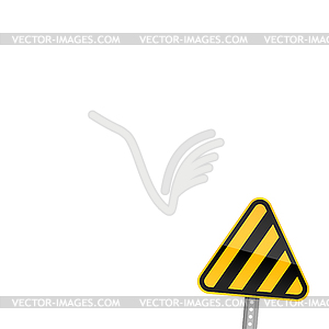 Yellow road warning sign with warning stripes - vector clipart