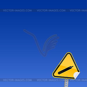 Yellow road warning sign with gas symbol - vector clipart