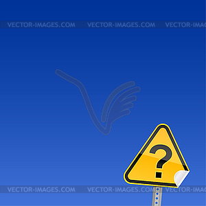 Yellow road warning sign with question mark - vector clip art