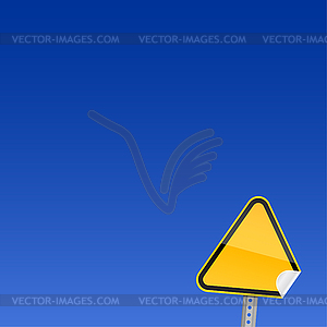 Blank hazard yellow road warning sign - vector image