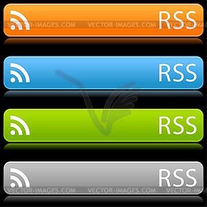 Цветные глянцевые длинные веб-кнопок бар со знаком RSS - клипарт в векторе / векторное изображение
