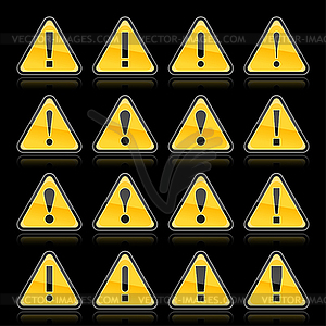 Attention warning signs with exclamation mark - vector image