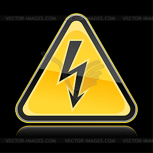 Warning sign with high voltage symbol - royalty-free vector clipart