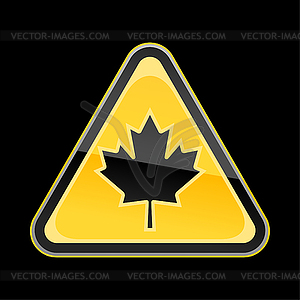 Warning sign with canadian maple leaf symbol - vector image