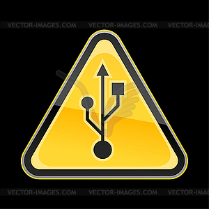 Sigyellow warning sign with usb symbol - vector clip art