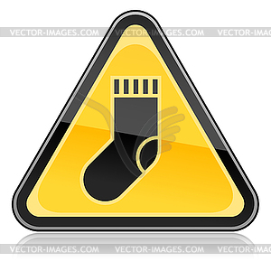 Warning sign with sock symbol - royalty-free vector clipart