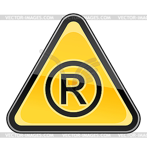 Yellow warning sign with registered symbol - vector clipart