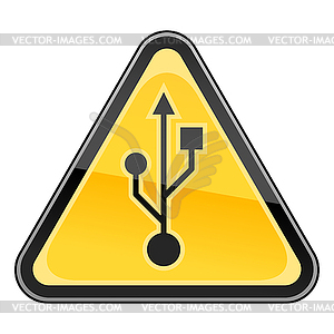 Sigyellow warning sign with usb symbol - vector clipart