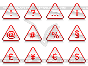 Set of basic triangular signs - vector image