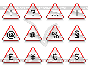 Set of red road signs with symbols - vector image