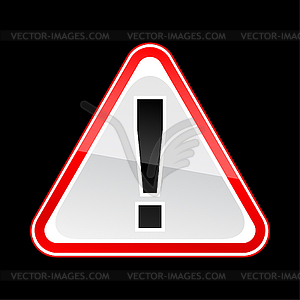 Red hazard attention warning sign with exclamation mark - color vector clipart