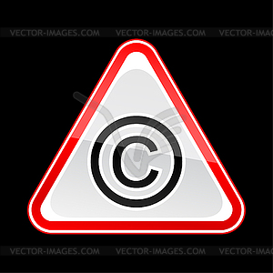 Red attention warning sign with copyright symbol - vector clipart