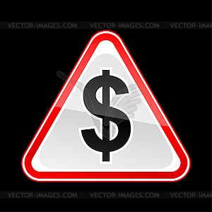 Red attention warning sign with dollar symbol - vector clip art