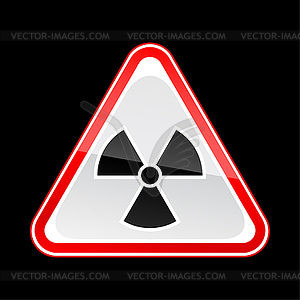 Красный предупреждающий знак внимания с символа радиации - цветной векторный клипарт