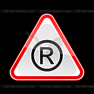 Red attention warning sign with registered symbol - vector clip art