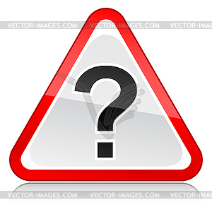 Red attention warning sign with question mark symbol - vector clip art