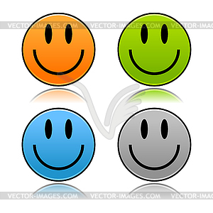 Matted colored smiley faces - vector clip art