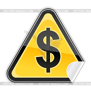 Warning sign with a dollar symbol - vector clipart