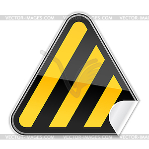 Yellow hazard warning sign with warning stripes - vector clipart