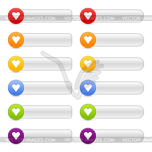 12 long buttons with heart - vector clipart / vector image