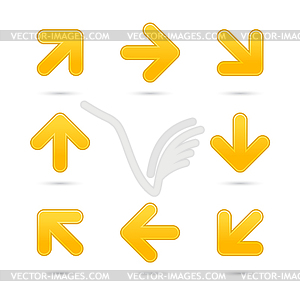 Yellow arrow sign web 2.0 button - vector clipart