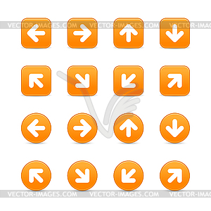 Orange matted web button arrow set - vector clip art