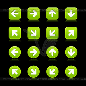 Green matted web button arrow set - vector clipart