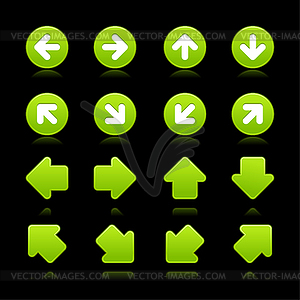 Зеленая матовая веб кнопку со стрелкой набор - иллюстрация в векторном формате