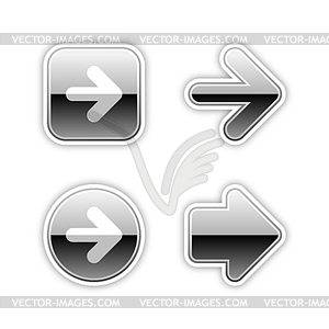 Set of silver arrows - white & black vector clipart