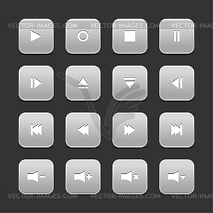 Media audio video control web 2.0 buttons - vector image