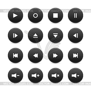 Media control web 2.0 buttons - vector image