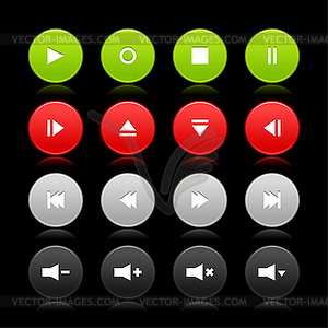 Media Control Web 2.0 кнопки - изображение в векторе