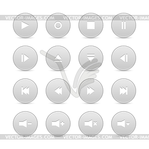 Media control web 2.0 buttons - vector image