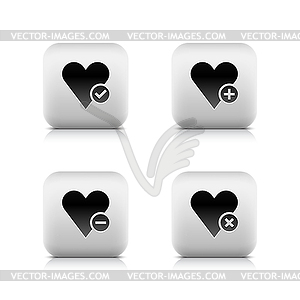 Web 2.0 button favorite heart icons - stock vector clipart