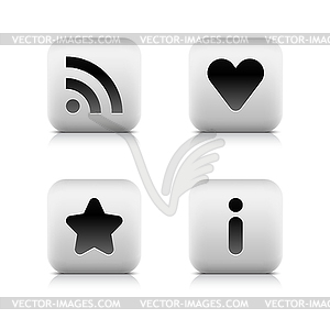 Gray matted web button navigation set - vector clip art