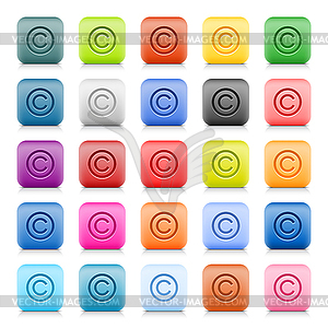 Web buttons with color copyright sign - vector image