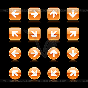 Orange round and square web button arrow set - vector clipart