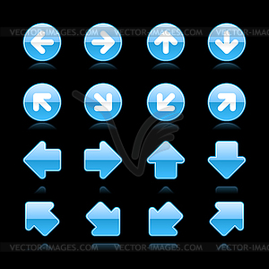 Glossy blue web button arrow set - vector EPS clipart