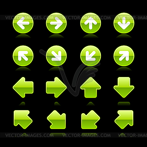 Glossy green web button arrow set - vector image