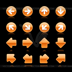 Глянцевая Orange Web кнопку со стрелкой набор - изображение в векторном формате