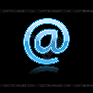 Glossy blue web button with e-mail sign - vector image