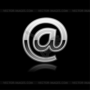 Glossy silver web button with e-mail sign - vector clipart