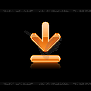 Orange web 2.0 button with download sign - vector image