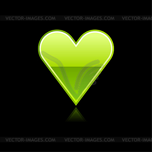 Glossy green web button with heart symbol - vector image