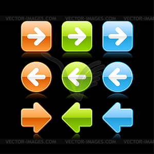 Arrow glossy colored web button icons - vector clipart