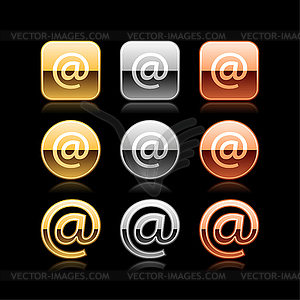 E-mail signs as glossy colored web buttons - vector clip art